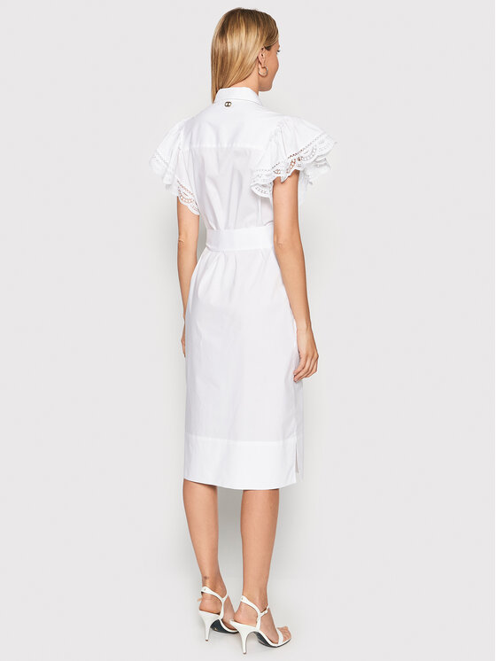 TWINSET Sukienka koszulowa 221TT2130 Biały Straight Fit zdjęcie nr 3