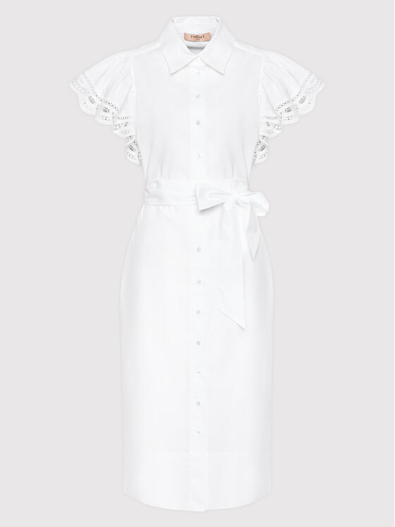 TWINSET Sukienka koszulowa 221TT2130 Biały Straight Fit zdjęcie nr 5