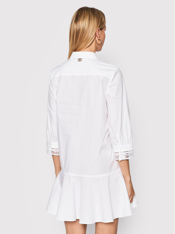 TWINSET Sukienka koszulowa 221TT213A Biały Loose Fit zdjęcie nr 3