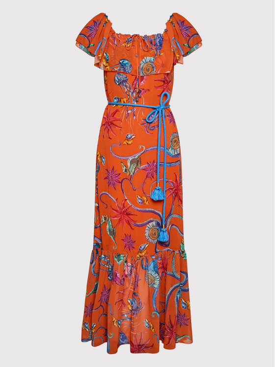 TWINSET Sukienka letnia 221LB2MQQ Pomarańczowy Regular Fit zdjęcie nr 5