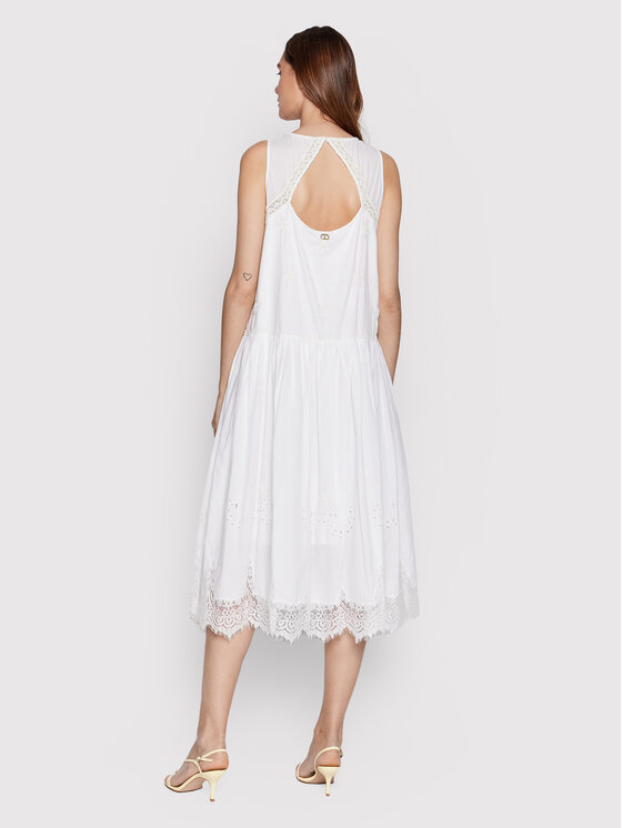 TWINSET Sukienka letnia 221TT2022 Biały Loose Fit zdjęcie nr 3