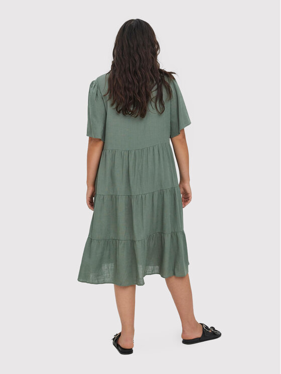 Vero Moda Curve Sukienka codzienna Lailah 10266752 Zielony Regular Fit zdjęcie nr 3