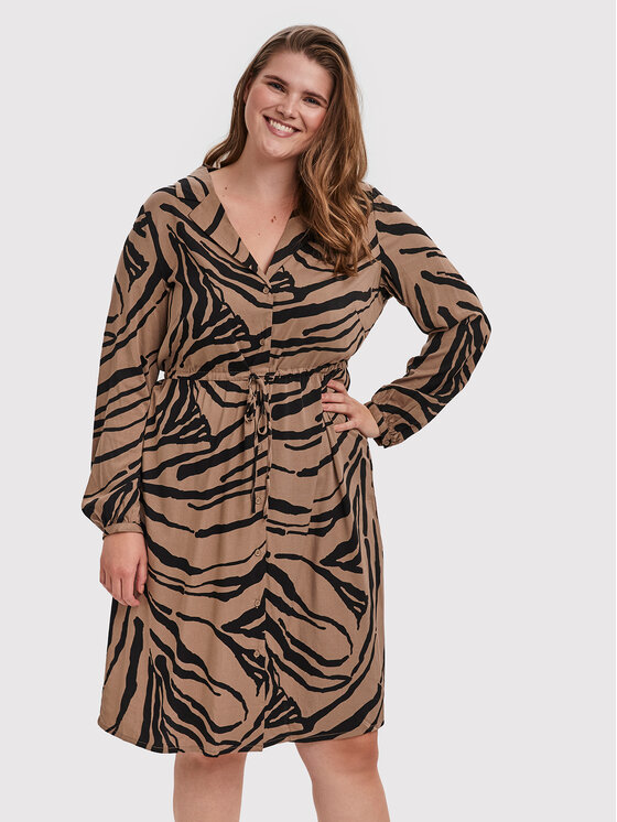 Vero Moda Curve Sukienka koszulowa Zee 10257513 Brązowy Regular Fit