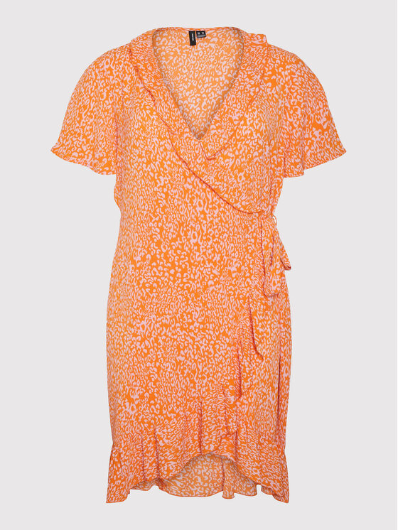 Vero Moda Curve Sukienka letnia Delilah 10263905 Pomarańczowy Regular Fit