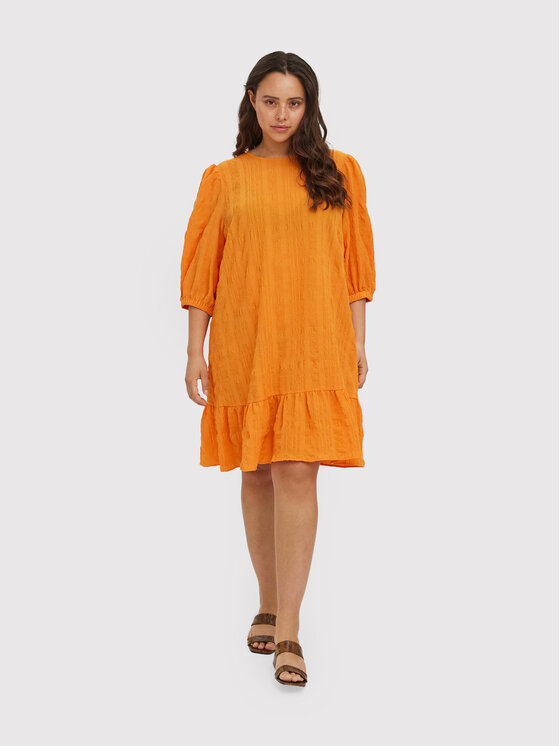 Vero Moda Curve Sukienka letnia Gracie 10264018 Pomarańczowy Regular Fit zdjęcie nr 2
