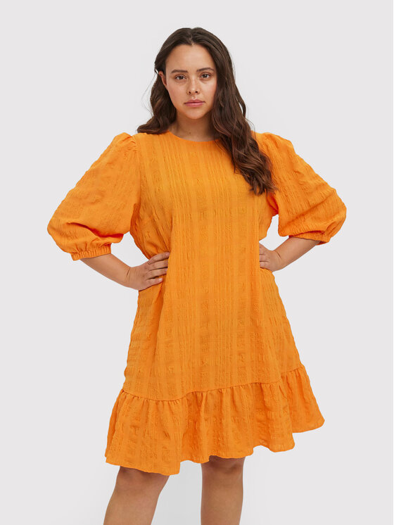 Vero Moda Curve Sukienka letnia Gracie 10264018 Pomarańczowy Regular Fit