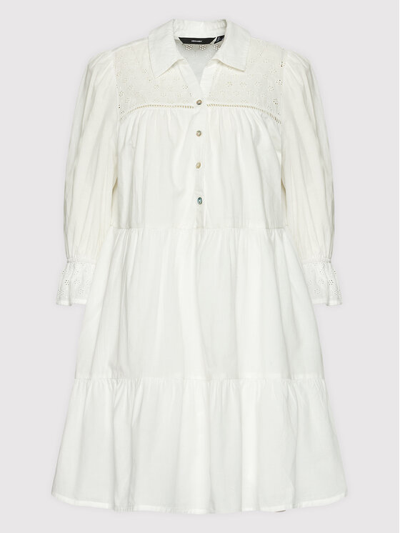 Vero Moda Sukienka koszulowa Amina 10263672 Biały Relaxed Fit zdjęcie nr 5