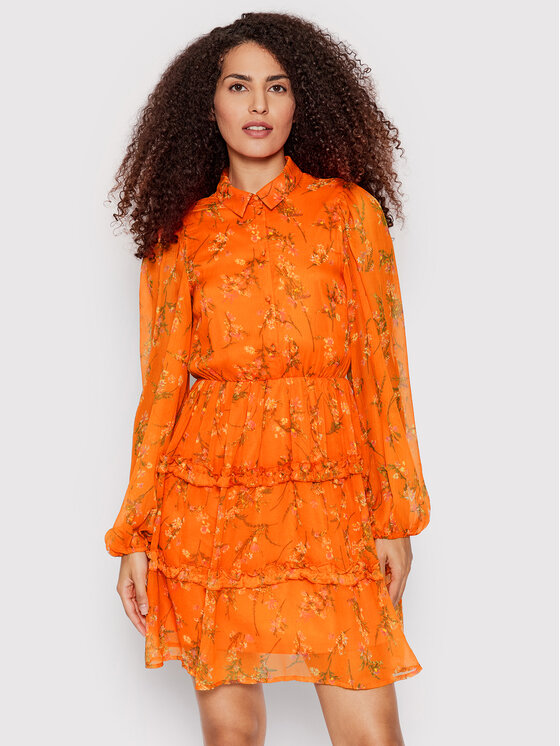 Vero Moda Sukienka koszulowa Kaya 10267353 Pomarańczowy Regular Fit