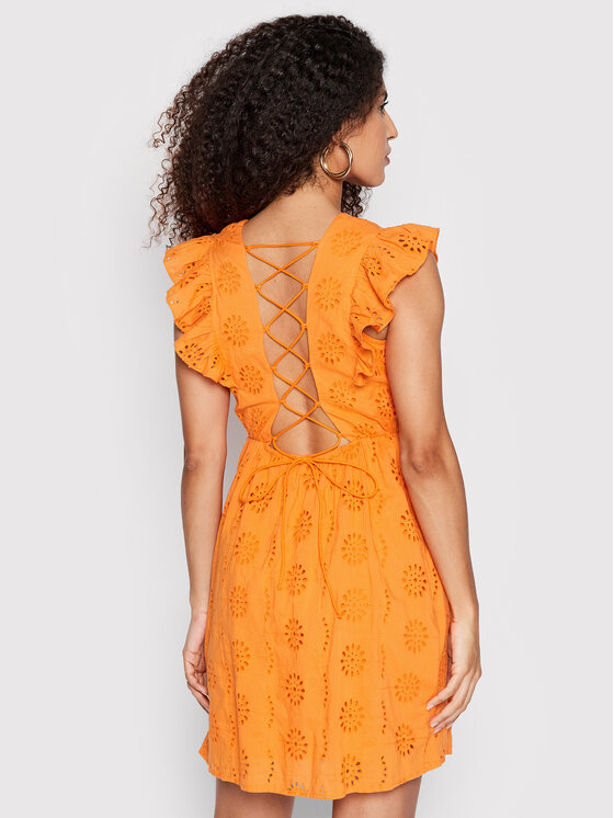 Vero Moda Sukienka letnia Naima 10263155 Pomarańczowy Regular Fit zdjęcie nr 3