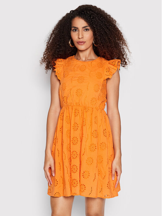 Vero Moda Sukienka letnia Naima 10263155 Pomarańczowy Regular Fit