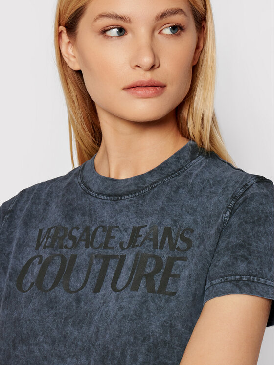 Versace Jeans Couture Sukienka codzienna Logo Crinkle 71HAOP13 Szary Regular Fit zdjęcie nr 4