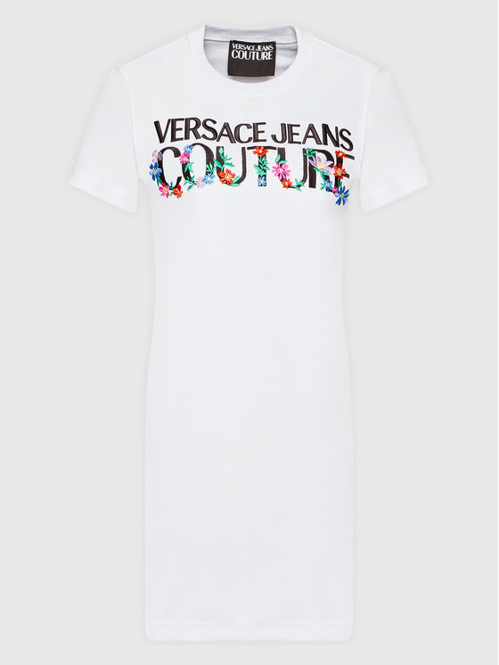 Versace Jeans Couture Sukienka codzienna Logo Flower 72HAOT11 Biały Regular Fit zdjęcie nr 5