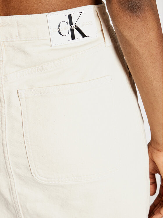 Calvin Klein Jeans Spódnica jeansowa High Rise J20J215434 Beżowy Slim Fit zdjęcie nr 4