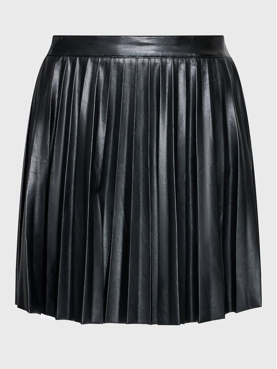 Glamorous Spódnica z imitacji skóry GH0036 Czarny Regular Fit