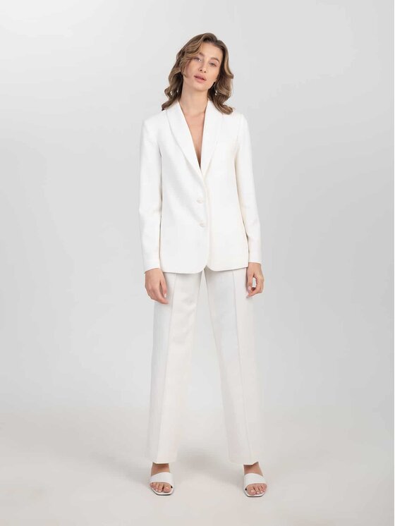 Aleksandra Suska Spodnie garniturowe Spodnie wełniane Biały Tailored Fit zdjęcie nr 4