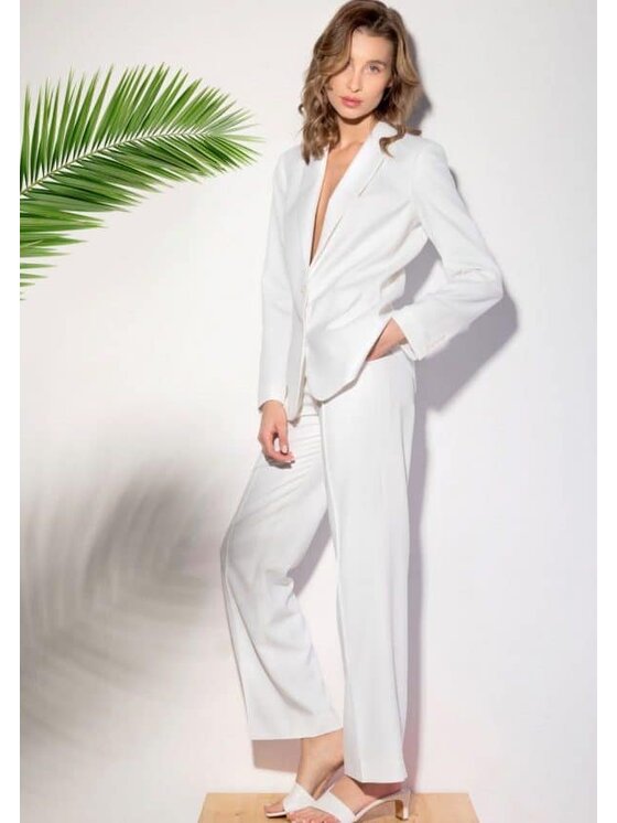 Aleksandra Suska Spodnie garniturowe Spodnie wełniane Biały Tailored Fit zdjęcie nr 5