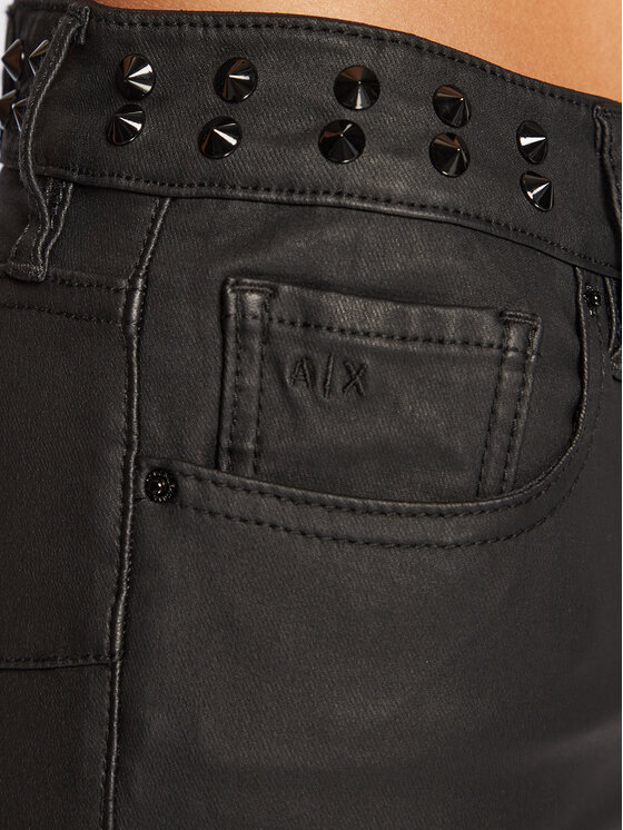 Armani Exchange Spodnie z imitacji skóry 6LYJ69 Y1HCZ 0204 Czarny Super Skinny Fit zdjęcie nr 5