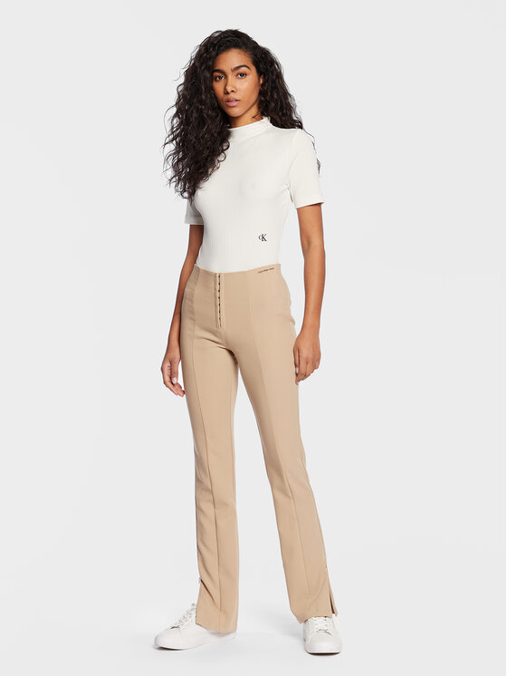 Calvin Klein Jeans Spodnie materiałowe J20J220529 Beżowy Slim Fit zdjęcie nr 2