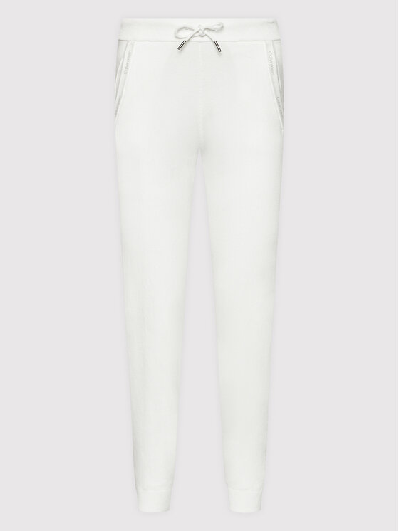 Calvin Klein Spodnie dresowe Essential Rib K20K203347 Biały Slim Fit zdjęcie nr 5