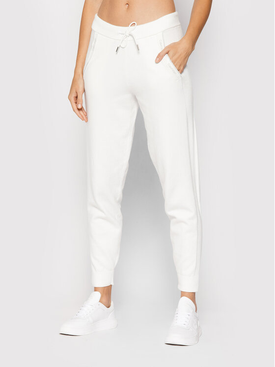 Calvin Klein Spodnie dresowe Essential Rib K20K203347 Biały Slim Fit