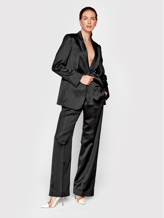Calvin Klein Spodnie materiałowe Duchess Satin K20K204429 Czarny Regular Fit zdjęcie nr 2