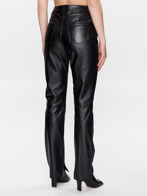 Calvin Klein Spodnie skórzane K20K205487 Czarny Regular Fit zdjęcie nr 4