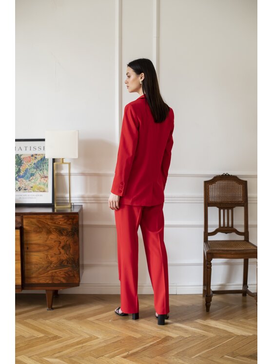 Entelier Spodnie garniturowe klasyczne Czerwony Regular Fit zdjęcie nr 3
