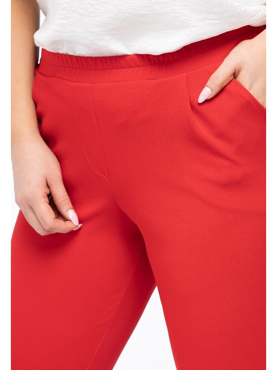 KARKO Spodnie materiałowe ERYKA Czerwony Straight Fit zdjęcie nr 4