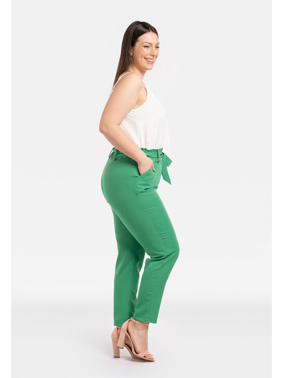 KARKO Spodnie materiałowe KOSTA Zielony Fitted Fit zdjęcie nr 2