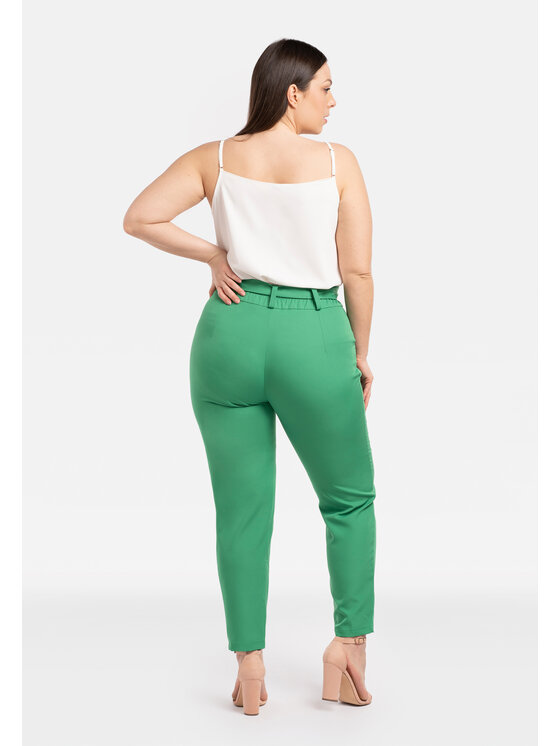 KARKO Spodnie materiałowe KOSTA Zielony Fitted Fit zdjęcie nr 3