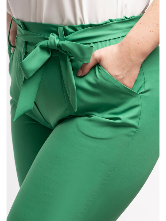 KARKO Spodnie materiałowe KOSTA Zielony Fitted Fit zdjęcie nr 4