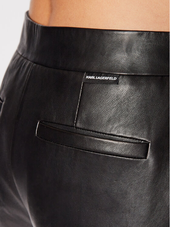KARL LAGERFELD Spodnie skórzane 216W1901 Czarny Slim Fit zdjęcie nr 4