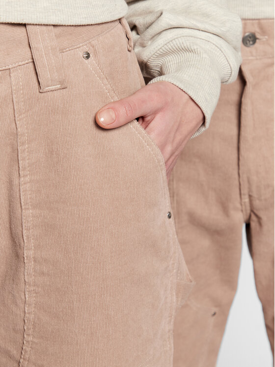 Leeves Spodnie materiałowe Unisex Corduroy Beżowy Relaxed Fit zdjęcie nr 4