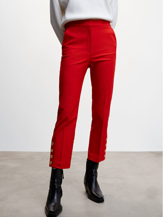 Mango Spodnie materiałowe Gold 47024761 Czerwony Regular Fit