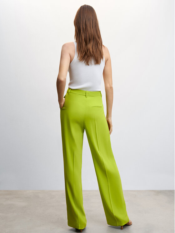 Mango Spodnie materiałowe Monchi 47026328 Zielony Regular Fit zdjęcie nr 3