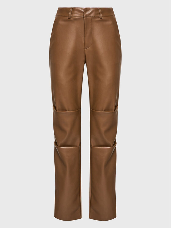 NA-KD Spodnie z imitacji skóry 1018-009353-1408-581 Brązowy Regular Fit
