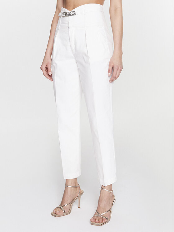 Pinko Spodnie materiałowe Ariel 100225 A0G7 Biały Slim Fit