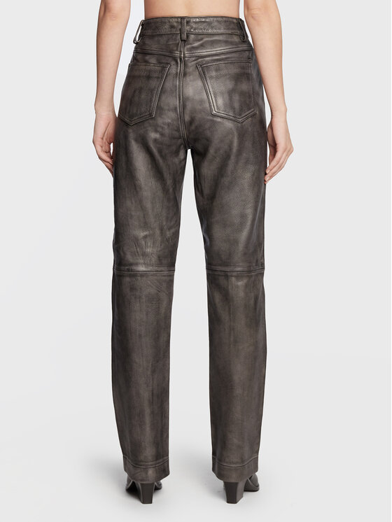 Remain Spodnie skórzane Lynn RM1819 Czarny Regular Fit zdjęcie nr 3