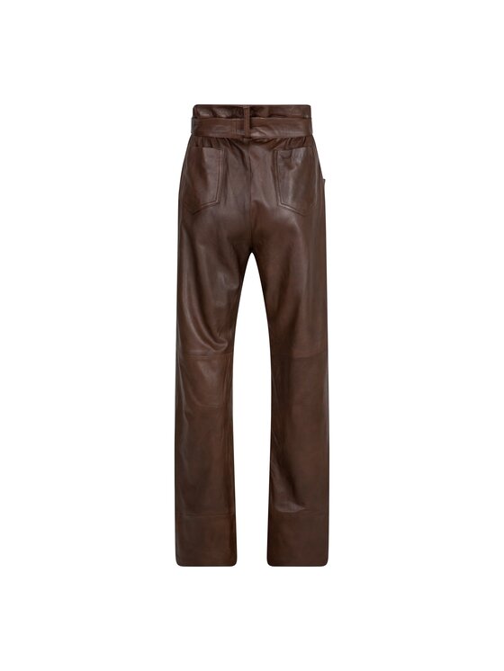 Rhenium Store Spodnie skórzane Dallas Whisky Brown Brązowy Regular Fit zdjęcie nr 3