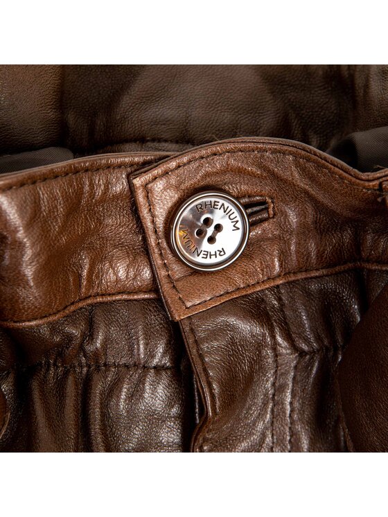 Rhenium Store Spodnie skórzane Dallas Whisky Brown Brązowy Regular Fit zdjęcie nr 4