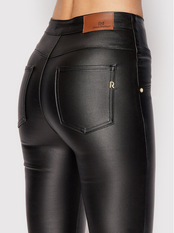 Rinascimento Spodnie z imitacji skóry CFC0107476003 Czarny Slim Fit zdjęcie nr 4