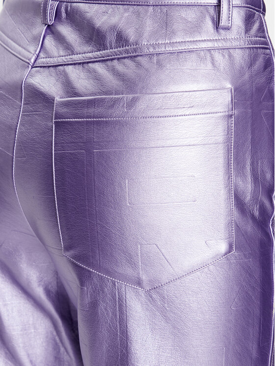 ROTATE Spodnie z imitacji skóry Embossed 1000902225 Fioletowy Relaxed Fit zdjęcie nr 5