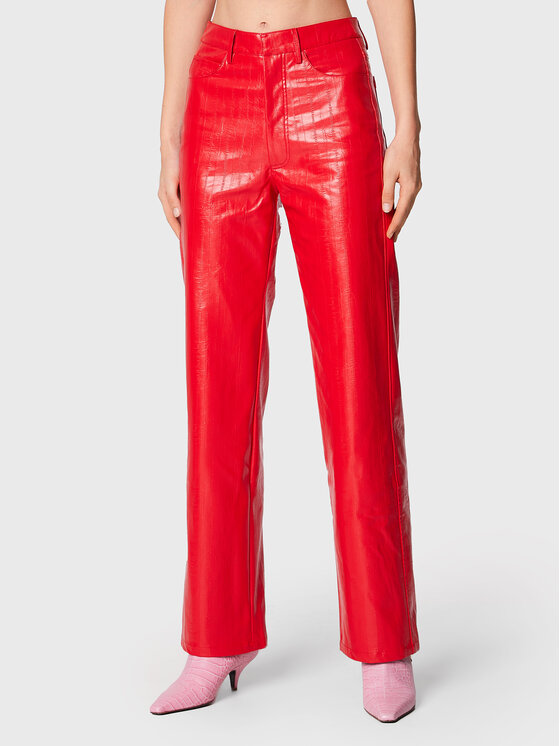 ROTATE Spodnie z imitacji skóry Rotie RT1985 Czerwony Regular Fit