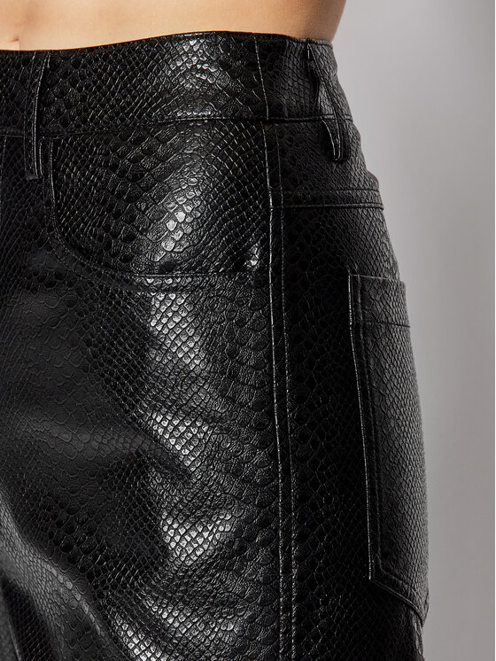 ROTATE Spodnie z imitacji skóry Rotie RT890 Czarny Relaxed Fit zdjęcie nr 4