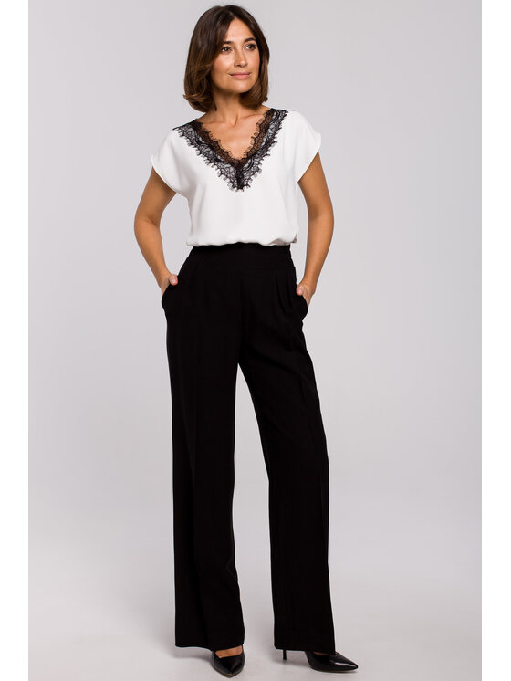 Stylove Spodnie damskie S203 Czarny Regular Fit