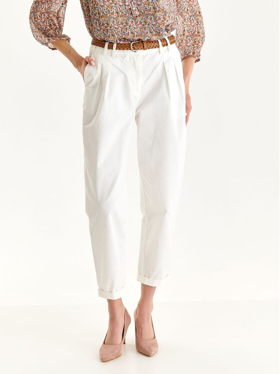 Top Secret Spodnie materiałowe SSP4235BI Biały Loose Fit