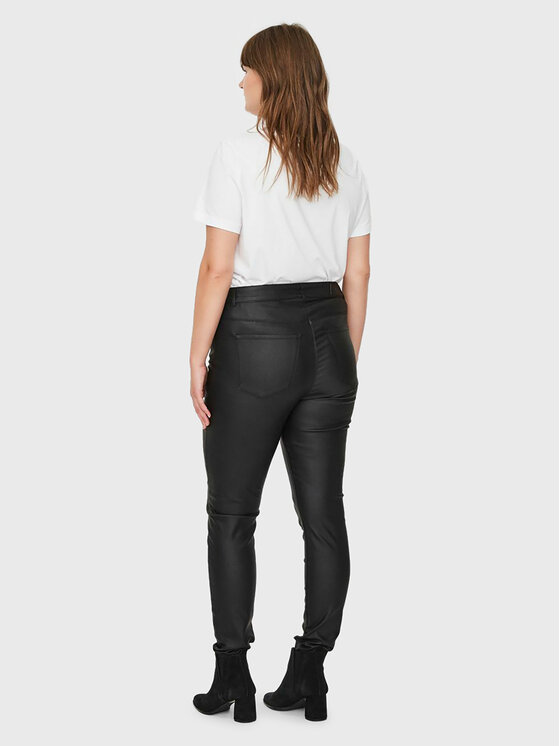 Vero Moda Curve Spodnie z imitacji skóry Seven 10223326 Czarny Slim Fit zdjęcie nr 3