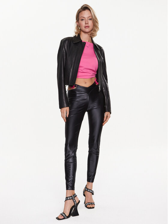Versace Jeans Couture Legginsy 74HAC1A1 Czarny Slim Fit zdjęcie nr 2